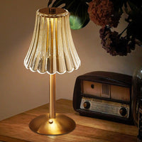 Crystal Table Lamp Rechargeable 3 Colors Portable Gold Metal Beside Lamp 2000mAh Battery Operated Dimmable Touch Light