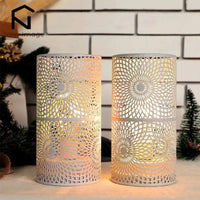 2 Pack Modern Nordic Cylinder Table Lamp Night Light Candle Holder for Bedroom Illumination Warm White Gift Room Decor