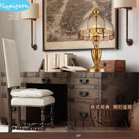 European All Copper Desk Lamp Vintage Industrial Edison Table Light for Living Room Study Bedroom Warm White LED Bulb Retro