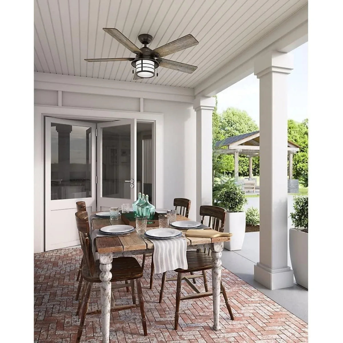 54" Ceiling Fan with Bright LED Lights, Reversible Motor, Indoor/Outdoor Use, 54" D x 54" W x 10.07" H