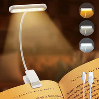 1 pcs USB Rechargeable Book Light 3 Color Adjustable LED Reading Lamp with Clamp Eye-Care Night Light for Bed, Study Desk