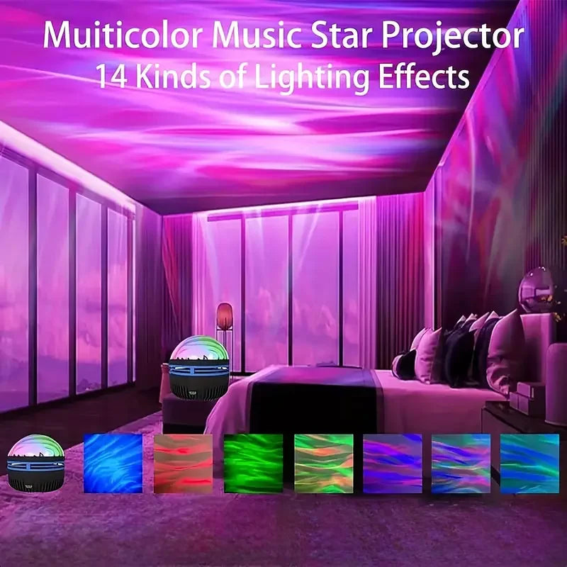 Aurora Borealis Starry Sky Projection Light, LED Projection Night Light with Remote Control, 7 Lighting Effects