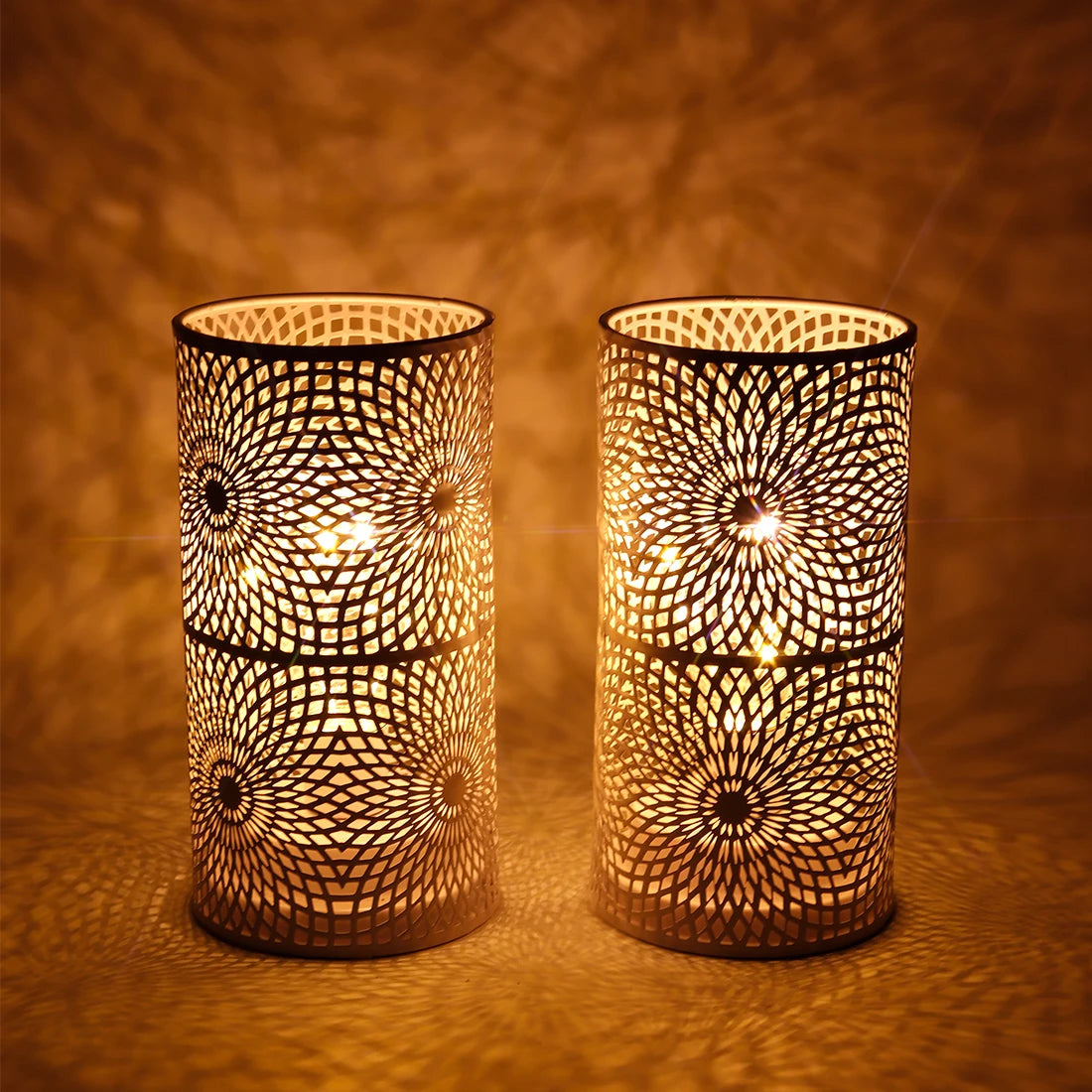 2Pcs/set  Battery Powered Table Lamp Modern Nordic Cylinder Lamp for Warm Light with LED Edison Style Bulb Wedding Home Decor