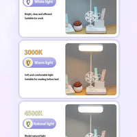 （Gift: Fan and pen holder）--3 Modes Touch Dimming USB Dimming Clip Table Lamp Student Dormitory Learning Study Table Light