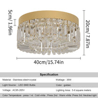 Crystal Ceiling Lamp Living Room Gold Luxury Modern Chandeliers Decoration Led Ceiling Lights Lighting Fixture Diameter 40 50cm