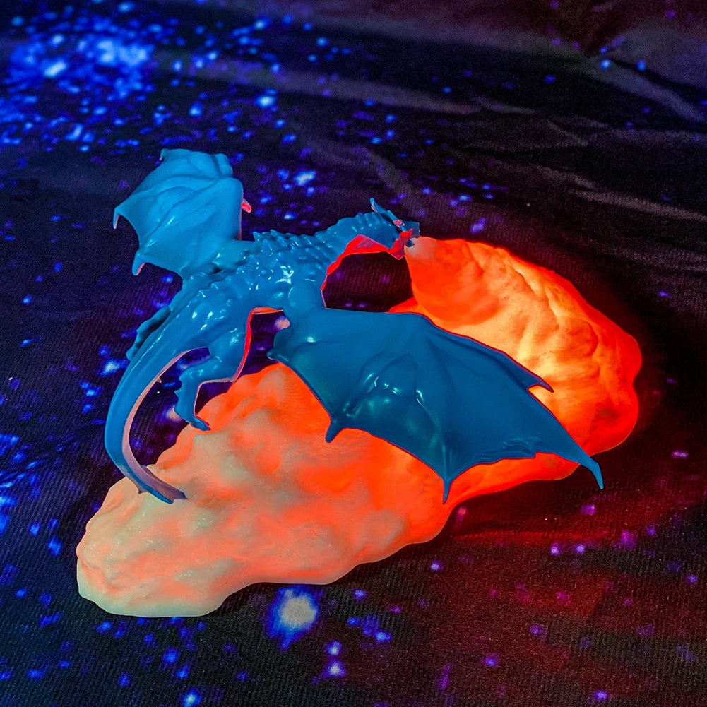 3D Printed Table Lamp Eye Protection Fire/Ice Dragon Nightstand Lamp Kids Sleep Accompany Tabletop Light for Bedroom/Living Room