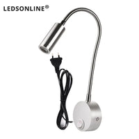 Bedside Working Study Reading Lamp Wall lamp sconces 3W LED Book Lamp wall Night light fixtures Spot LED EU US Plug Cord