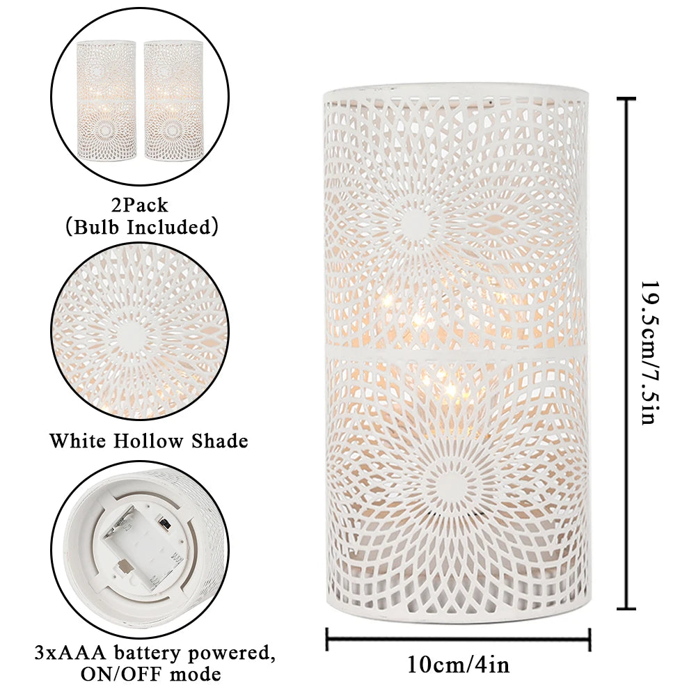 2Pcs/set  Battery Powered Table Lamp Modern Nordic Cylinder Lamp for Warm Light with LED Edison Style Bulb Wedding Home Decor