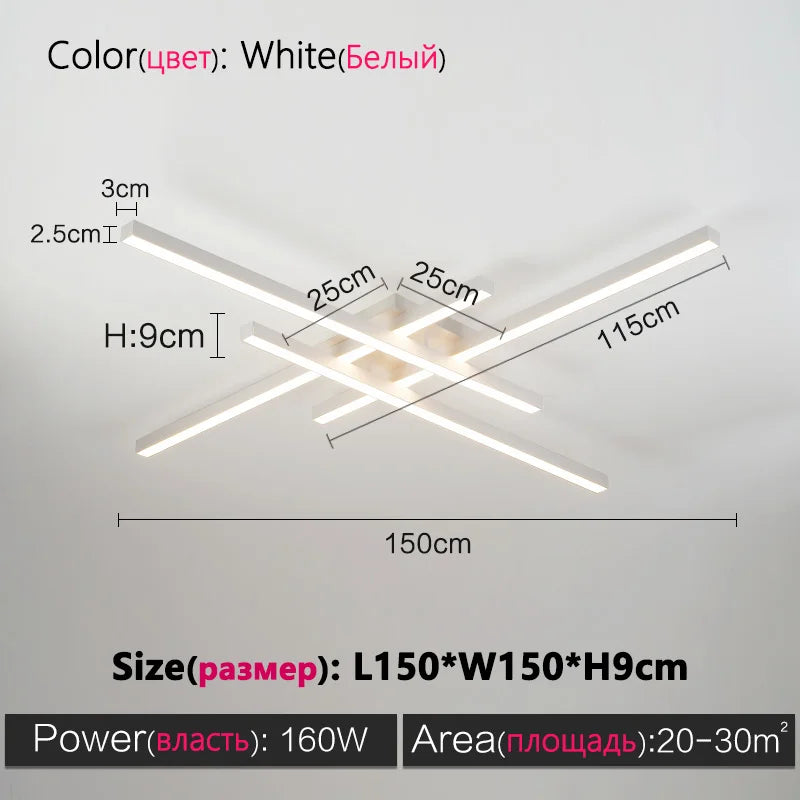 Black chandelier square bedroom lamps living room lamp led ceiling lamp Nordic minimalist creative led ceiling lamp strip lights