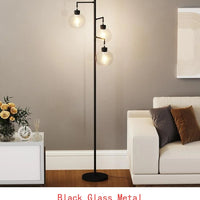 67" Tree-Shaped Floor Lamp with 3 Lights, Glass Shade, Foot Switch, Modern Design for Living Room Lighting