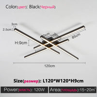 Black chandelier square bedroom lamps living room lamp led ceiling lamp Nordic minimalist creative led ceiling lamp strip lights