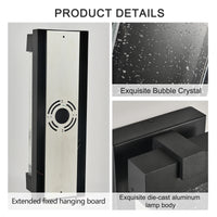 Black Aluminum Finish Outdoor Wall Light with Bubble Crystal Glass, LED Light Source, 3000K Warm Light, Weatherproof