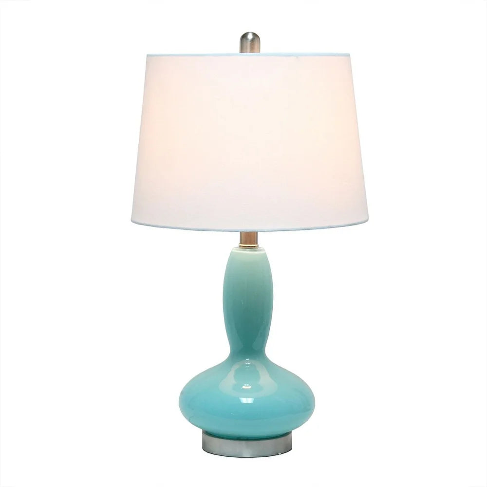 Contemporary Glass Table Lamp with Fabric Shade E26 Base Living Room Bedroom Office Decoration Tapered Shade Design