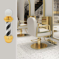 Golden Black White Rotating Barber Pole Light - 68cm LED Salon Open Sign - Wall Mount Hairdresser Decor for Salon & Barber Shop
