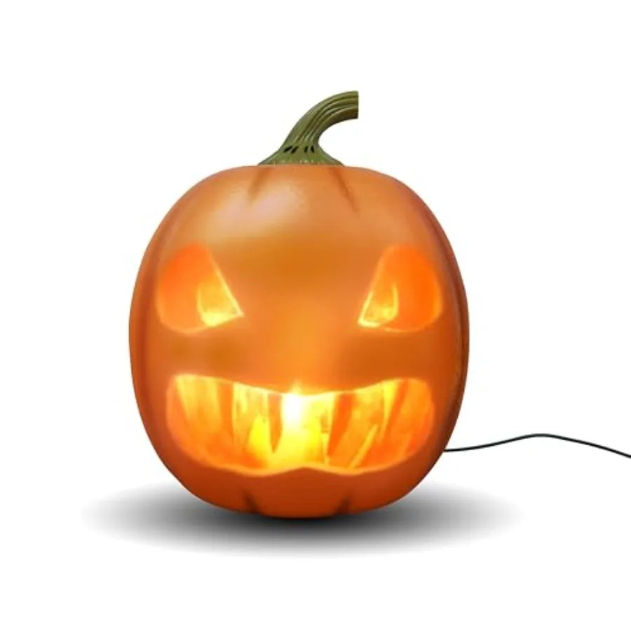 12 Inch XL Animated Talking Orange Pumpkin with Motion Sensor and Builtin Video Projector Speaker for Halloween Decorations Inc