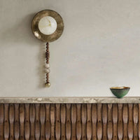 American Retro Old Gold Round Wall Light Loft Handmade Long Sconce Personality Living Room Lobby Hotel Villa Wooden LED Lighting