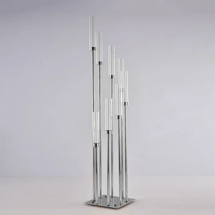 2/4/5/10pcs 8 Heads Metal Candelabra Candle Holders Road Lead Table Centerpiece Gold Candelabrum Stand Pillar Candlestick weddin