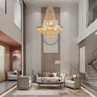 Crystal Chandelier French Empire Style - Large Gold Pendant Lamp for Foyer Ceiling Light NEW