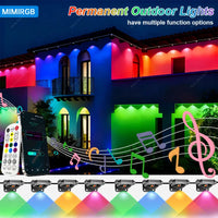 60M RGBIC Eaves LED Lights Permanent Outdoor Lights String App & Remote Light Strip Scene Modes Full House Party Wedding Light