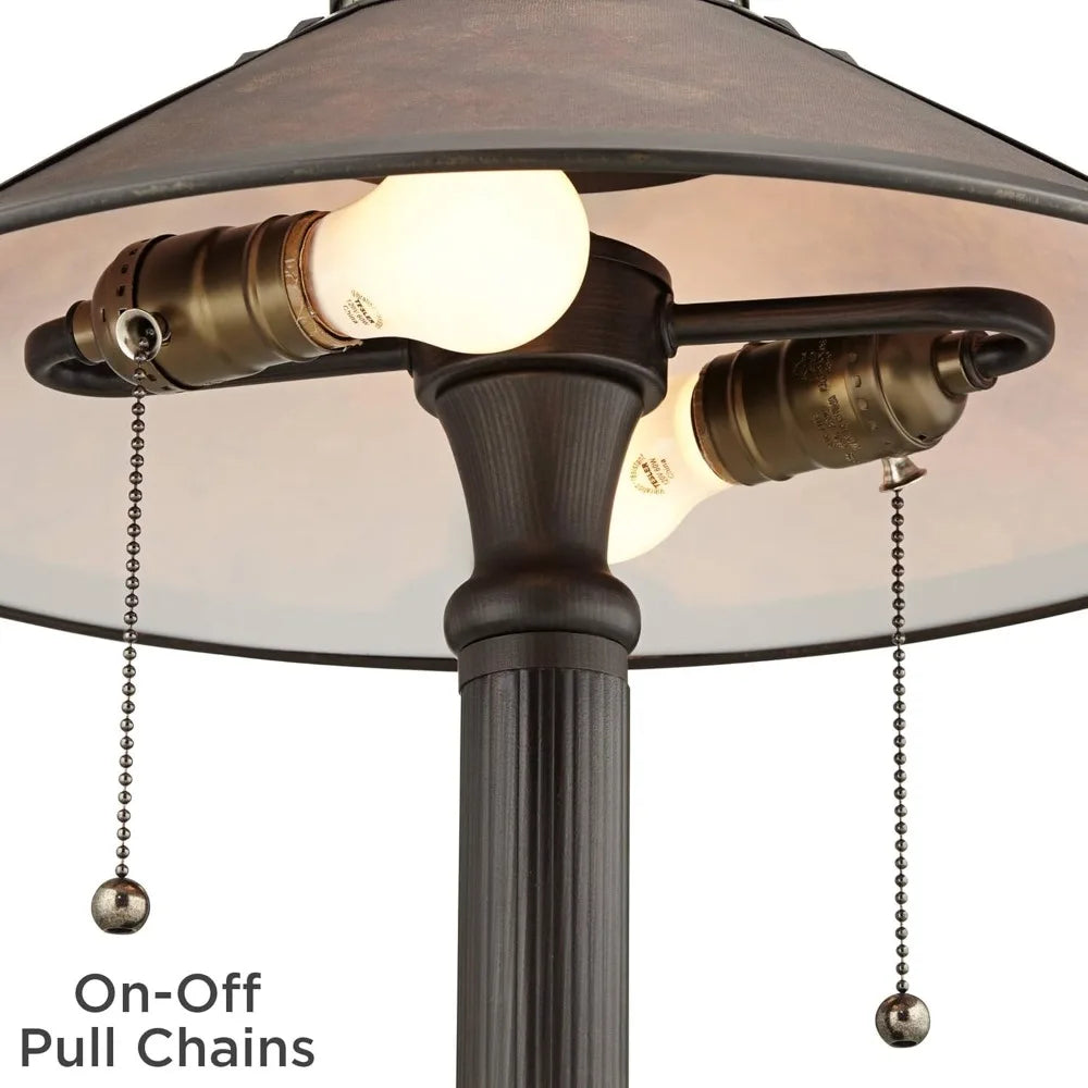 Art Deco Style Desk Table Lamps Set of 2, Rustic Rubbed Bronze, 18.5 High, Mission Tiffany Collection, Nautical Theme