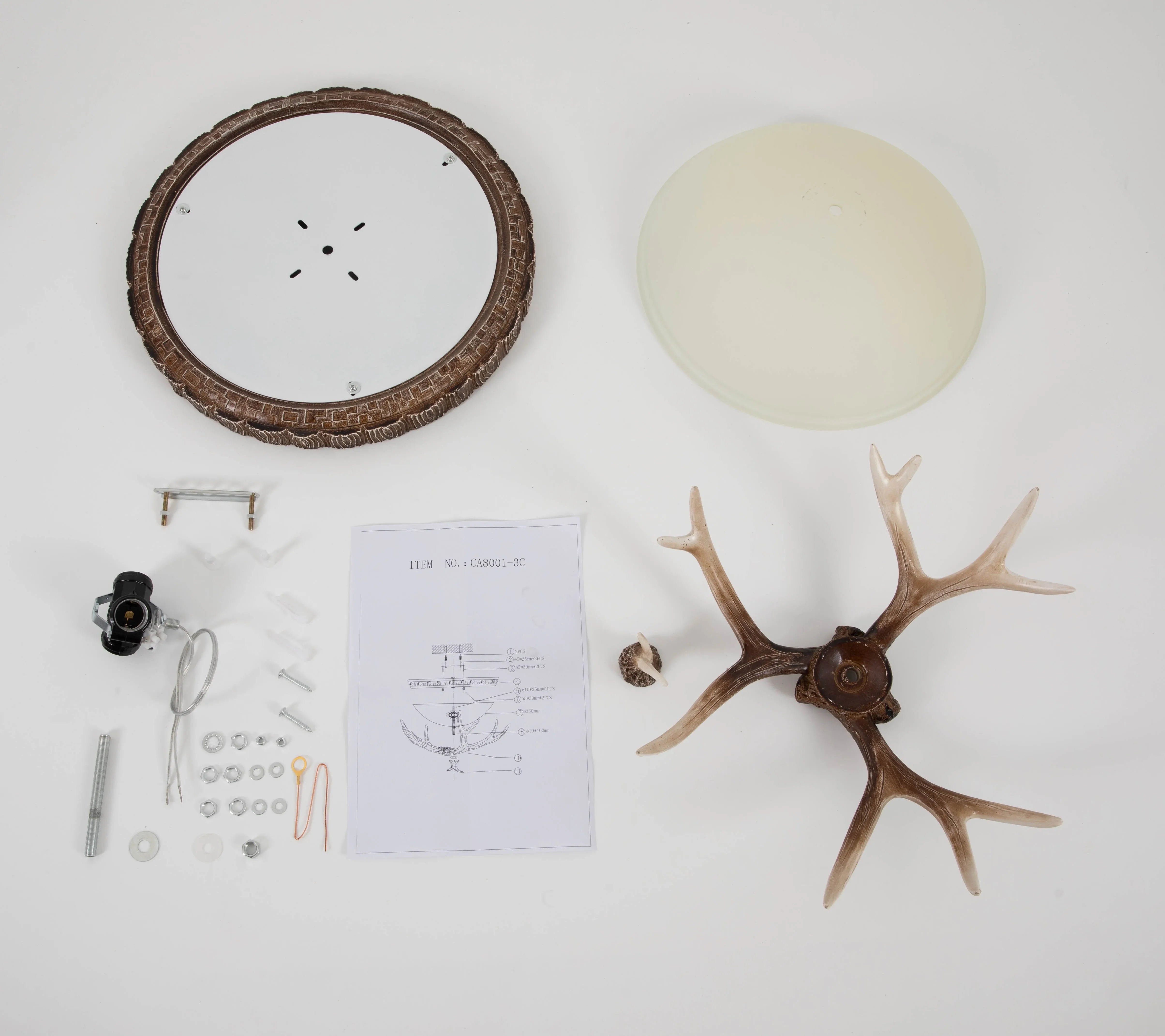 Deer Horn Rustic Chandelier Lodge Retro Resin Antler Pendant Lamp Ceiling Light