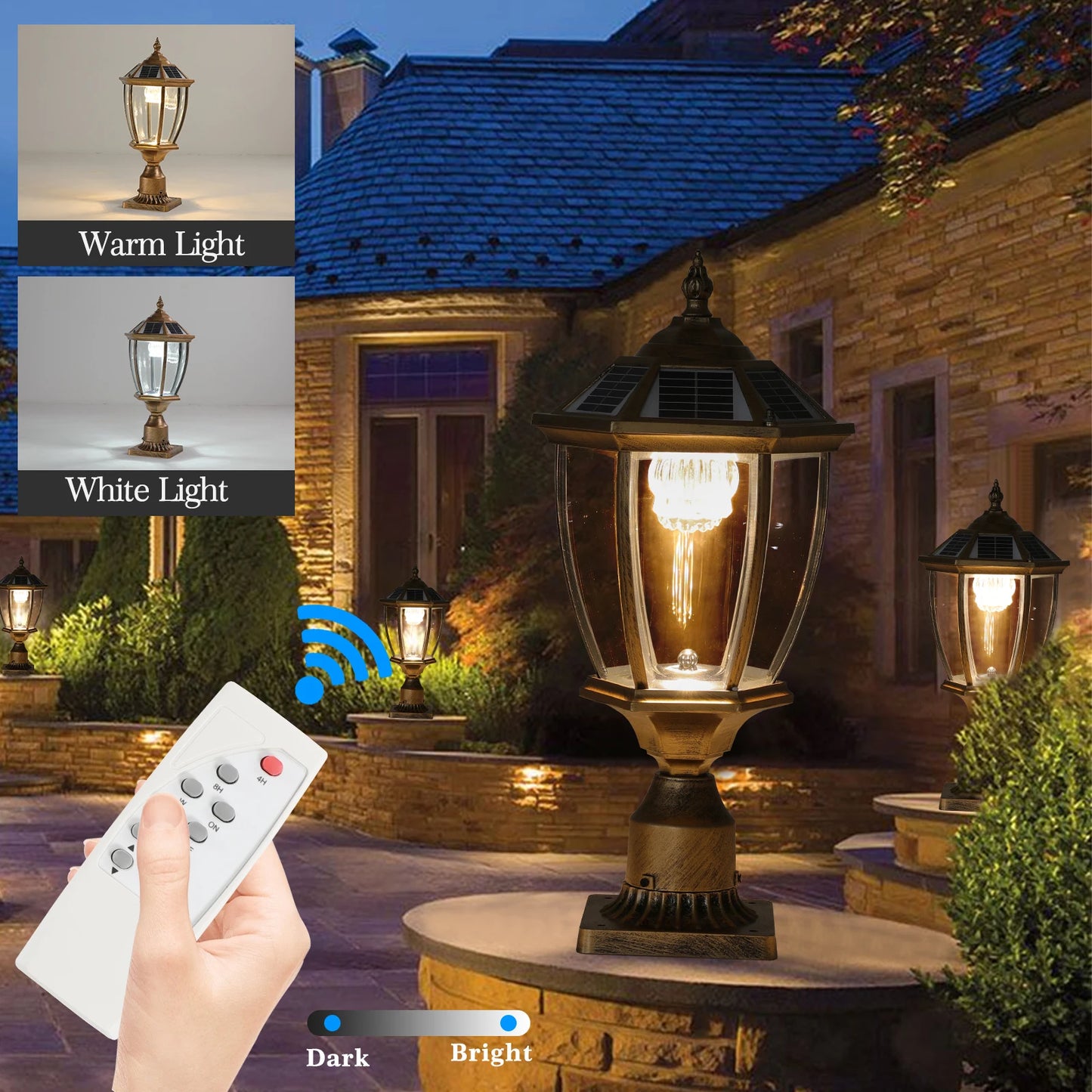 Vintage Solar LED Post Light, Waterproof Outdoor Garden Lamp with Automatic On/Off, For Yard, Patio, and Pathway Lighting