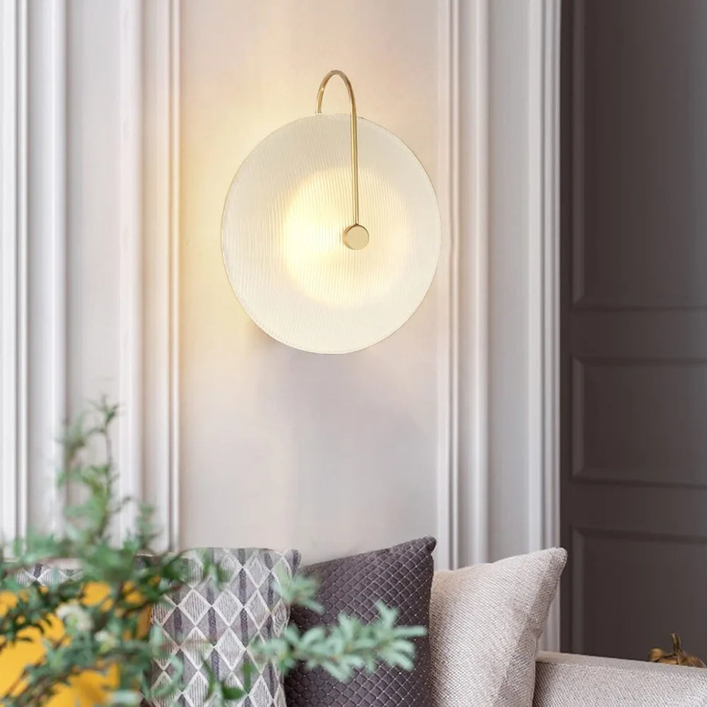 Bymaocar Vintage Wall Light Sconce with Round Frosted White Glass Shade Indoor Lighting Switch Control for Living Room Bedroom