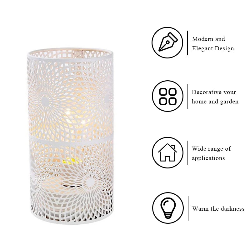 2 Pack Modern Nordic Cylinder Table Lamp Night Light Candle Holder for Bedroom Illumination Warm White Gift Room Decor