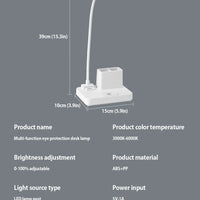 （Gift: Fan and pen holder）--3 Modes Touch Dimming USB Dimming Clip Table Lamp Student Dormitory Learning Study Table Light