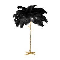 Modern Ostrich Feather Led Floor Lamp Copper Resin Living Room Home Decor Indoor Lighting Bedroom Bedside Standing Table Light