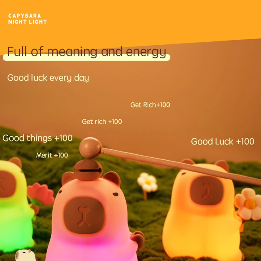 Capybara Night Light Adjustable Brightness Cute Desktop Light Built-In Battery Capybara Atmosphere Light for Children Room Decor