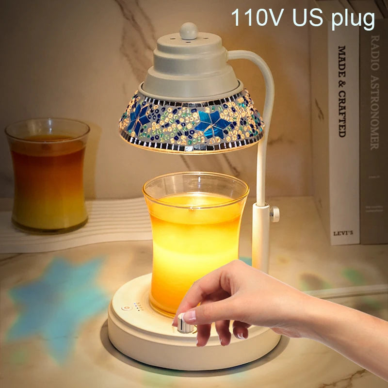 Colorful Candle Warmer Lamp With Timer and Dimmer Diamond Lampshape Wax Melting Lamp Adjustable Height Lattern Home Decor Gift
