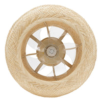 20" Farmhouse Boho Rattan Woven Bamboo Ceiling Fan with Light w/ Remote Control