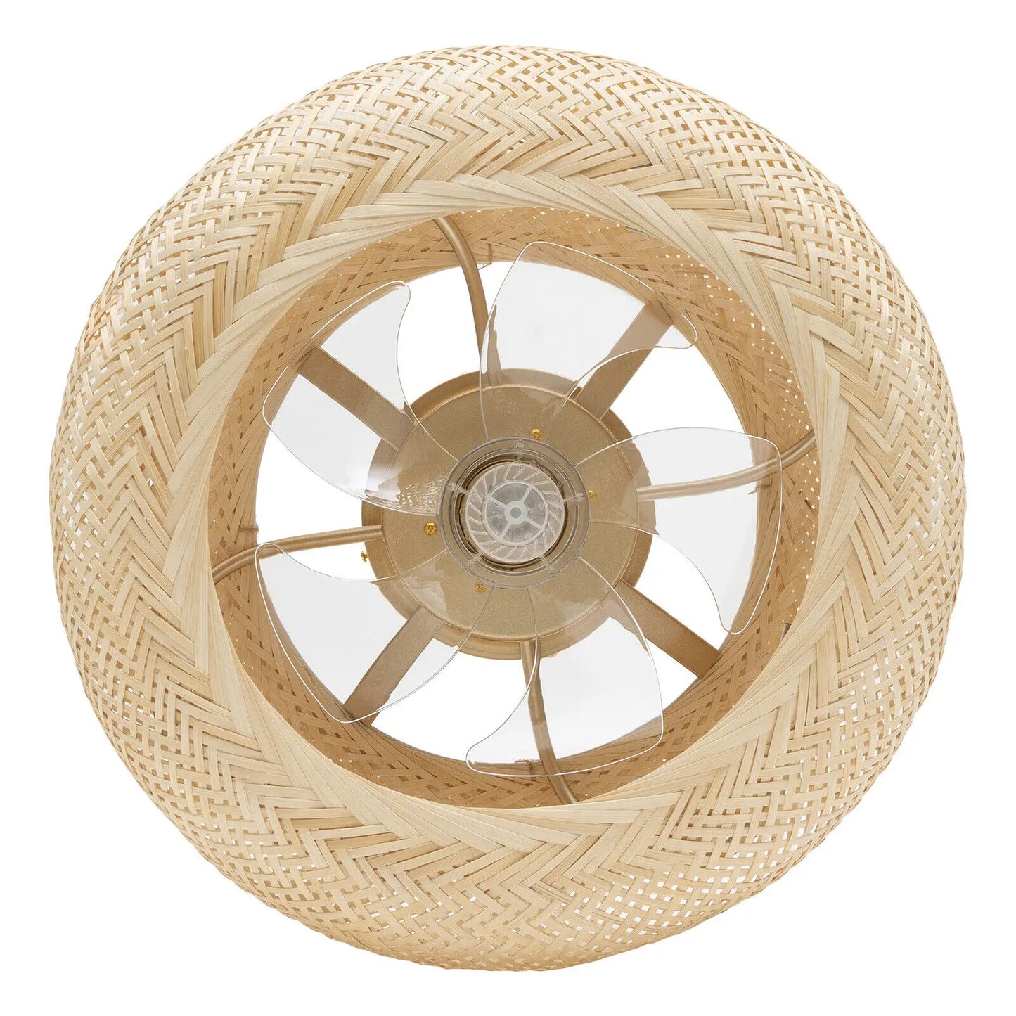 20" Farmhouse Boho Rattan Woven Bamboo Ceiling Fan with Light w/ Remote Control