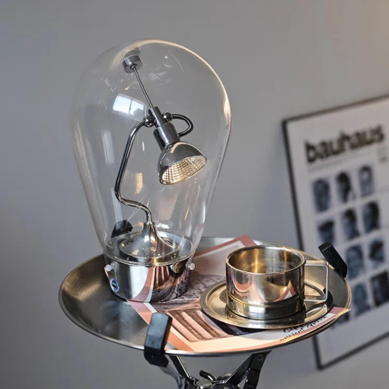 Novelty Clear Glass Table Lamp USB Charging Warm Light 3000K For Hotel Bedroom Parlor Art Deco Creative Desk Light