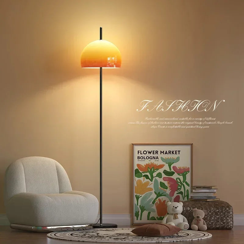Orange Cream Glass Floor Lamp Bedroom Bedside Living Room Sofa comfort Creative Mushroom Table Light Bookstore Eye Protection