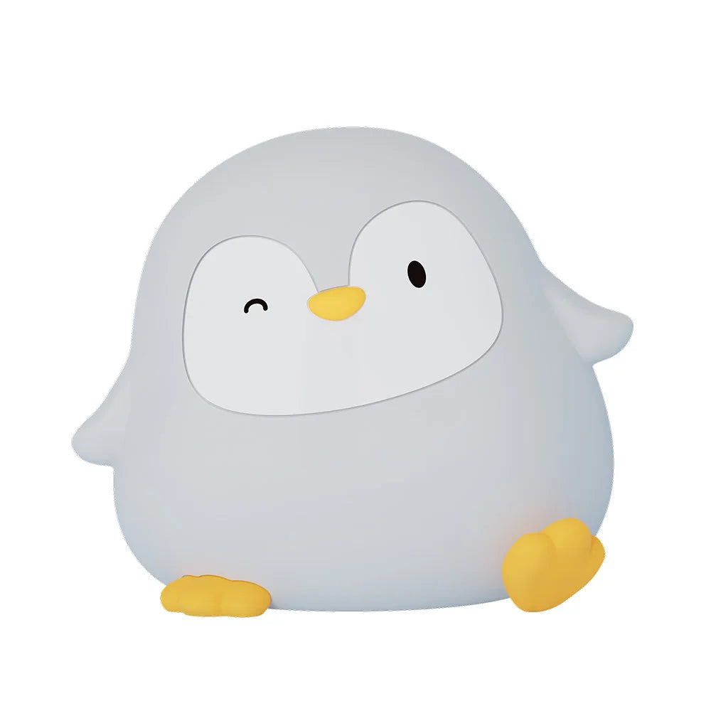 Cartoon Penguin Silicone Lamp Rechargeable LED Night Light Two-level Dimming Timer Off Sleep Light for Room Decoration
