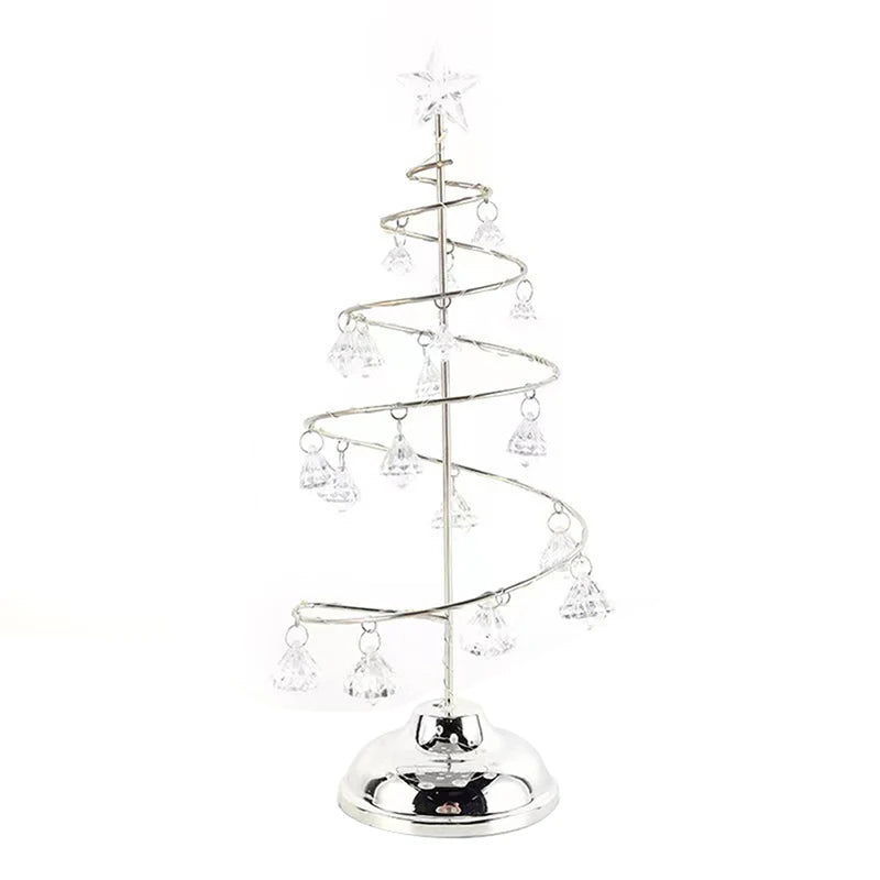 Crystal Star Christmas Tree Lamp Battery Operated Desk Table Lamp Decorative Iron Tree Night Lights for Living Room Bedroom Deco