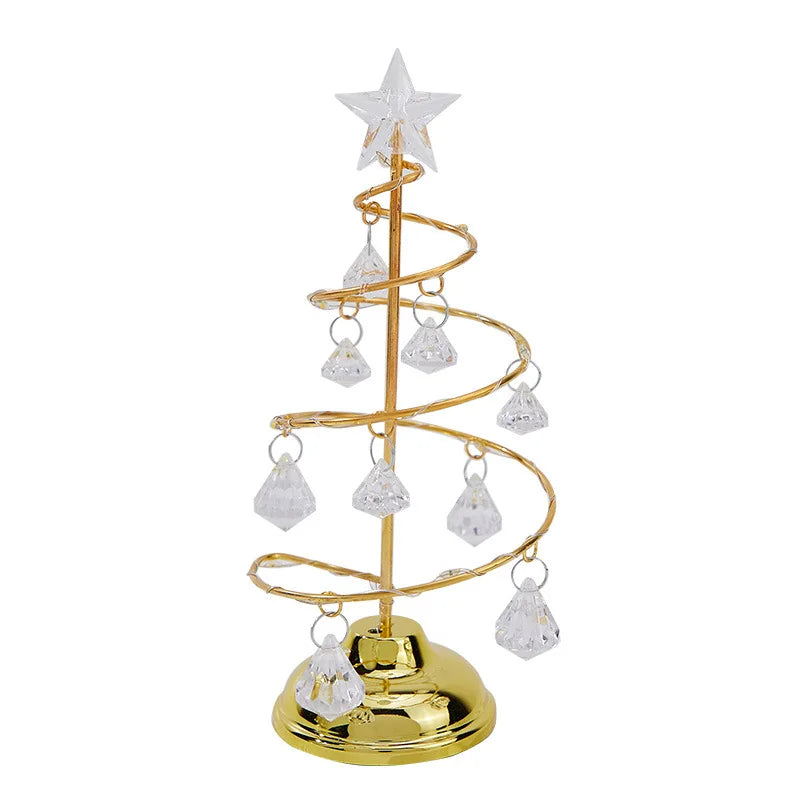 Crystal Star Christmas Tree Lamp Battery Operated Desk Table Lamp Decorative Iron Tree Night Lights for Living Room Bedroom Deco