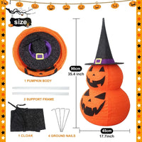 3FT Halloween Collapsible Pumpkin Decoration with 50 LED PopUp Pumpkin Lamp and Star Cap PlugIn JackOLantern with Durable Metal