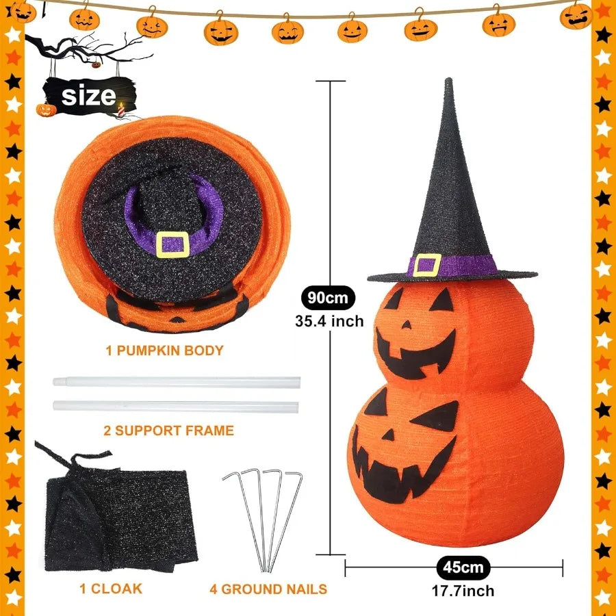 3FT Halloween Collapsible Pumpkin Decoration with 50 LED PopUp Pumpkin Lamp and Star Cap PlugIn JackOLantern with Durable Metal