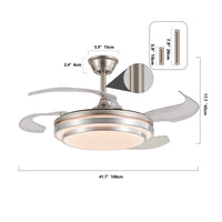 42 Inch 3 Layer Design Modern LED Ceiling Fan with Light and Remote Control,Retractable Blades,Adjustable Speed,Silent Operation