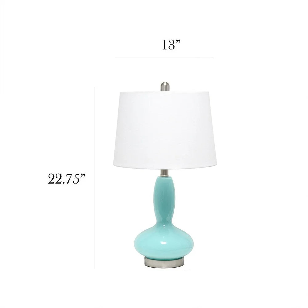 Contemporary Glass Table Lamp with Fabric Shade E26 Base Living Room Bedroom Office Decoration Tapered Shade Design