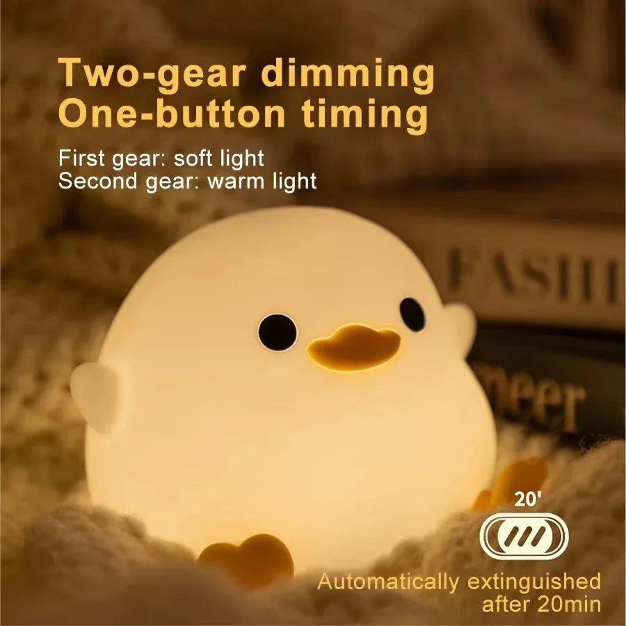 GGbingo Rechargeable Night Light LED Cartoon Animal Silicone Lamp for Kids Touch Sensor Timer USB Children's Room Dec