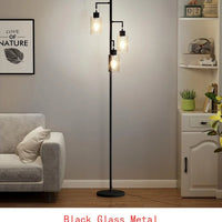 67" Tree-Shaped Floor Lamp with 3 Lights, Glass Shade, Foot Switch, Modern Design for Living Room Lighting