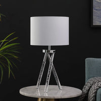 Antique Accents 26.25" in Mid Century Birgit Led Acrylic Tapered Legs Silver Metal Table Lamp