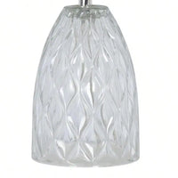 12.75" Mini Clear Glass Table Lamp with White Shade，Easy operation