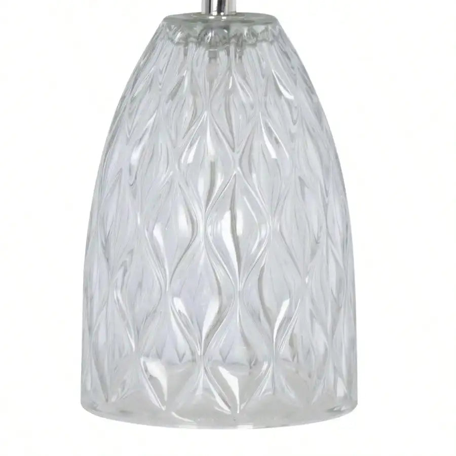12.75" Mini Clear Glass Table Lamp with White Shade，Easy operation