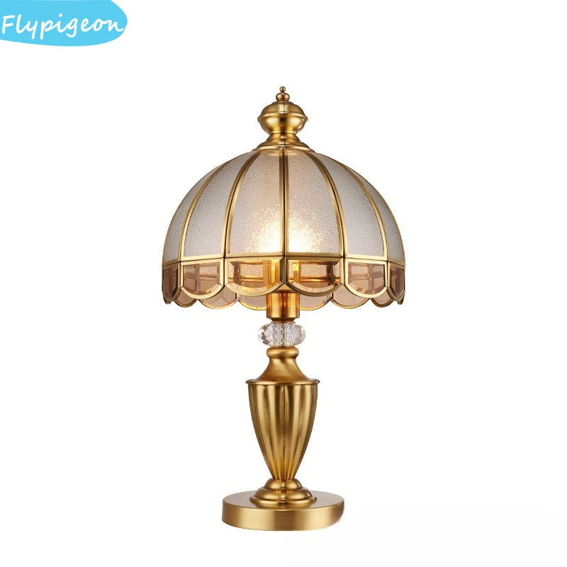 European All Copper Desk Lamp Vintage Industrial Edison Table Light for Living Room Study Bedroom Warm White LED Bulb Retro