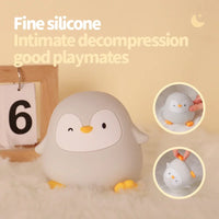 Cartoon Penguin Silicone Lamp Rechargeable LED Night Light Two-level Dimming Timer Off Sleep Light for Room Decoration